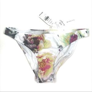 PilyQ Floral White Swim Bikini Bottom Size Large